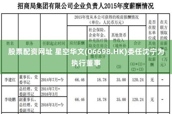 股票配资网址 星空华文(06698.HK)委任沈宁为执行董事