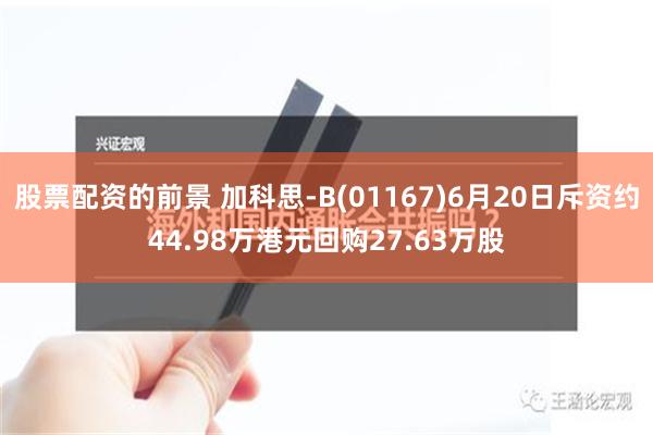 股票配资的前景 加科思-B(01167)6月20日斥资约44.98万港元回购27.63万股