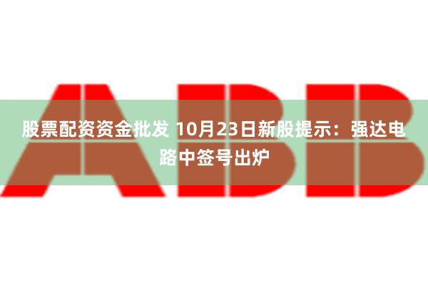 股票配资资金批发 10月23日新股提示：强达电路中签号出炉